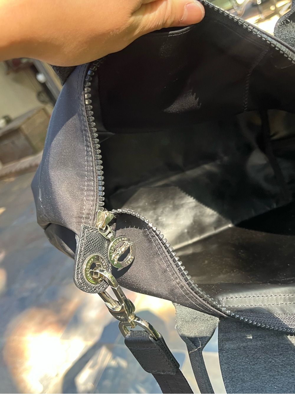 Longchamp Le Pliage Neo small crossbody black nylon silver hardware leather trim - Picture 10 of 10